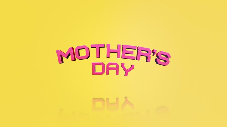 Floating in celebration Mothers Day expressed in pink letters on a radiant yellow canvas