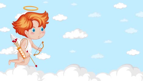 cupido animado disparando una flecha de amor.
