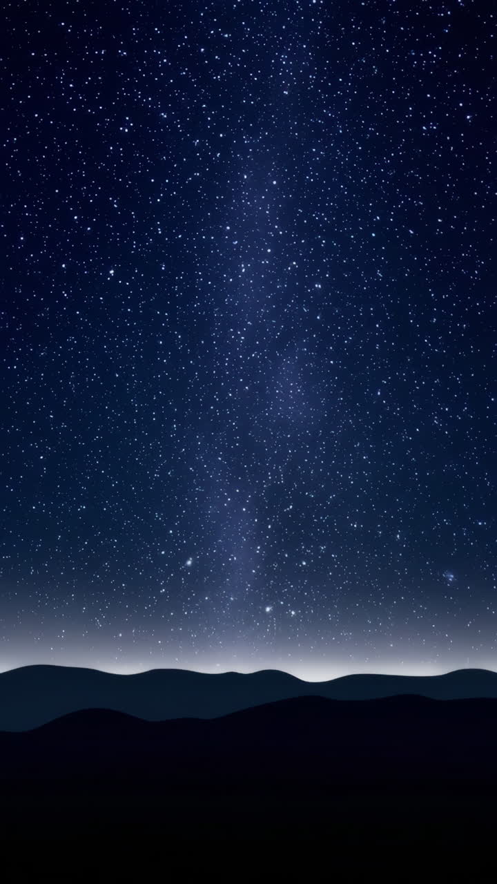 Starry Night Sky Over Mountain Silhouette