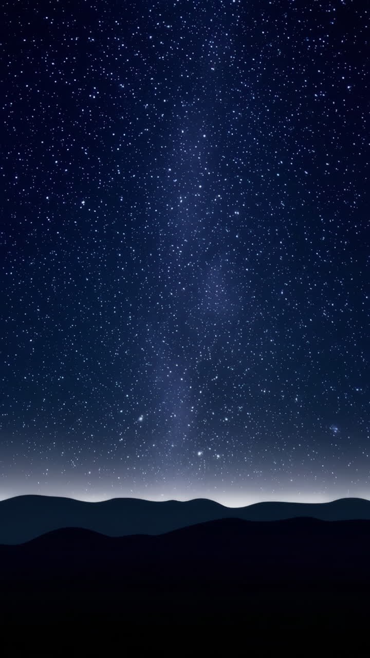 Starry Night Sky Over Mountain Silhouette