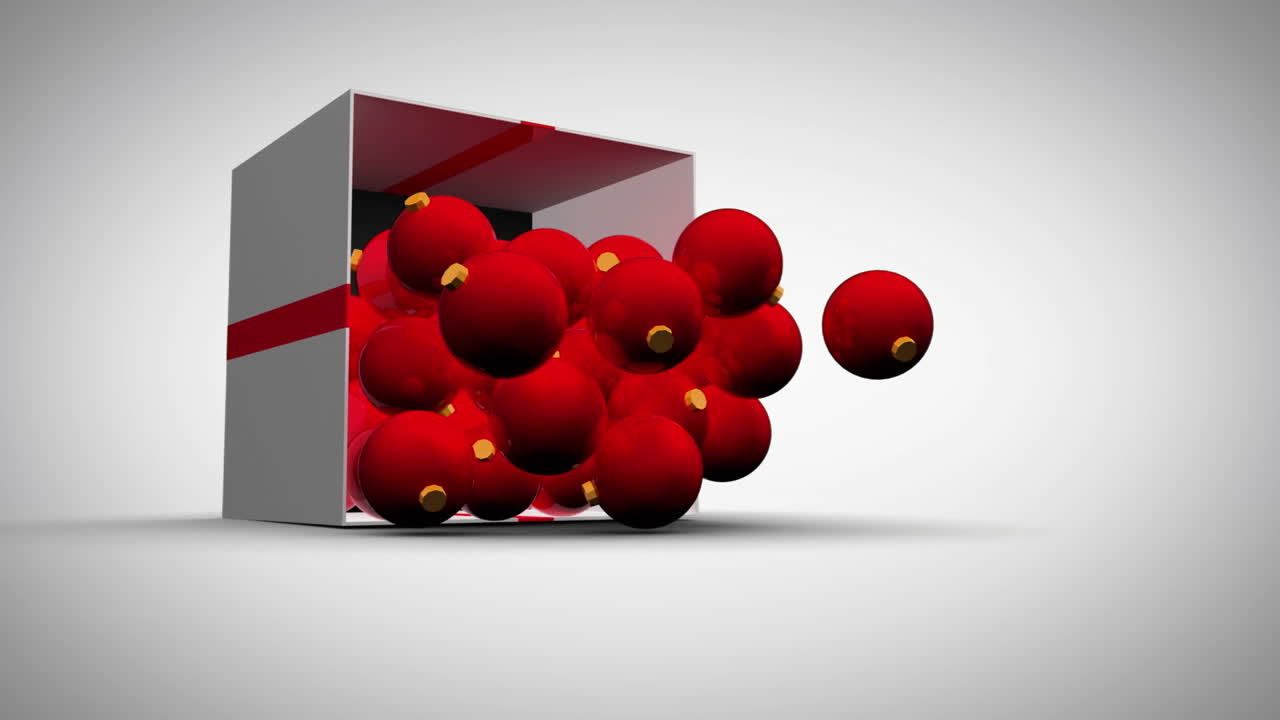 las bolas que caen y la animación de feliz navidad