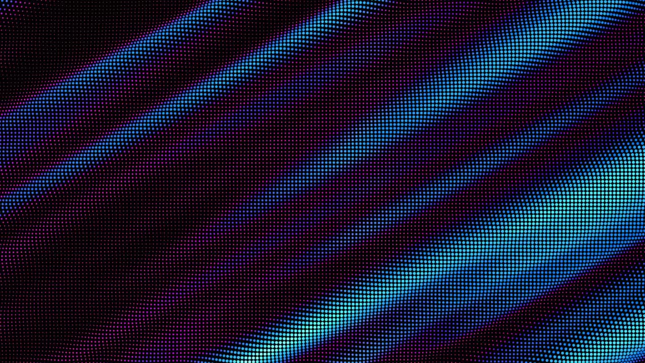 Looped waves of colorful points. Digital data splash of point array. Futuristic smooth glitch UI element