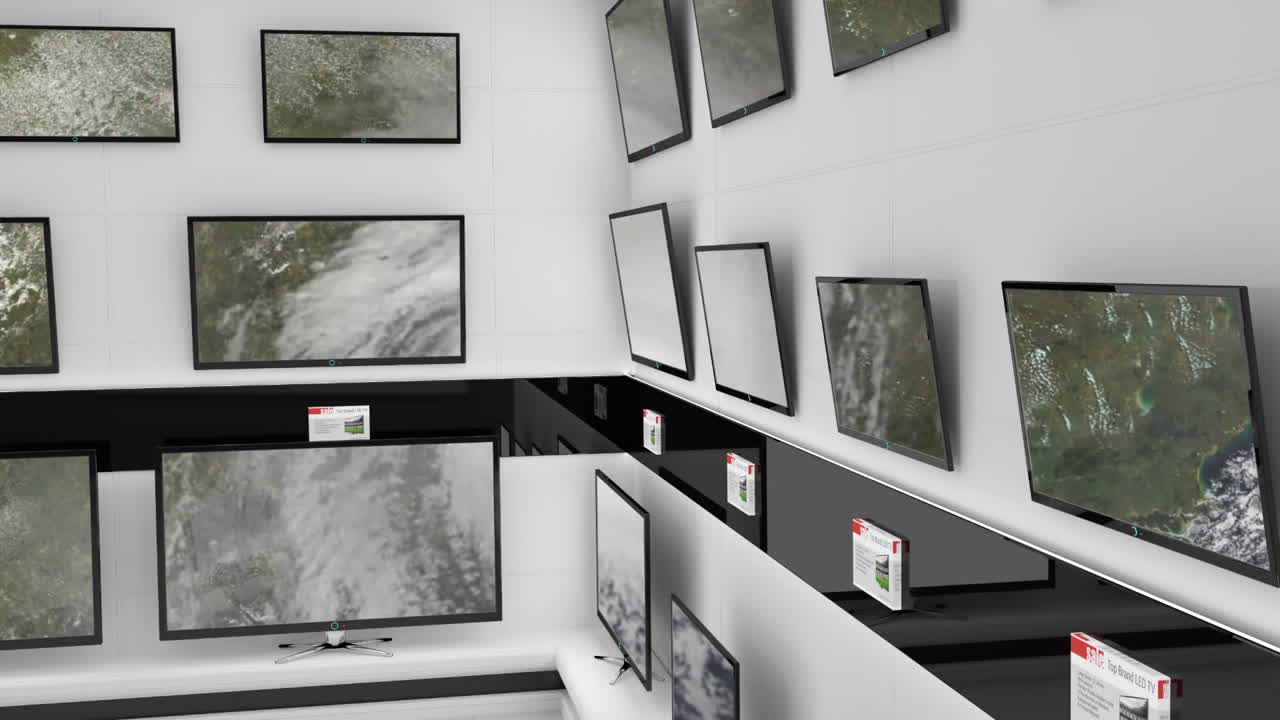 텔레비전 스크린에 움직이는 구름