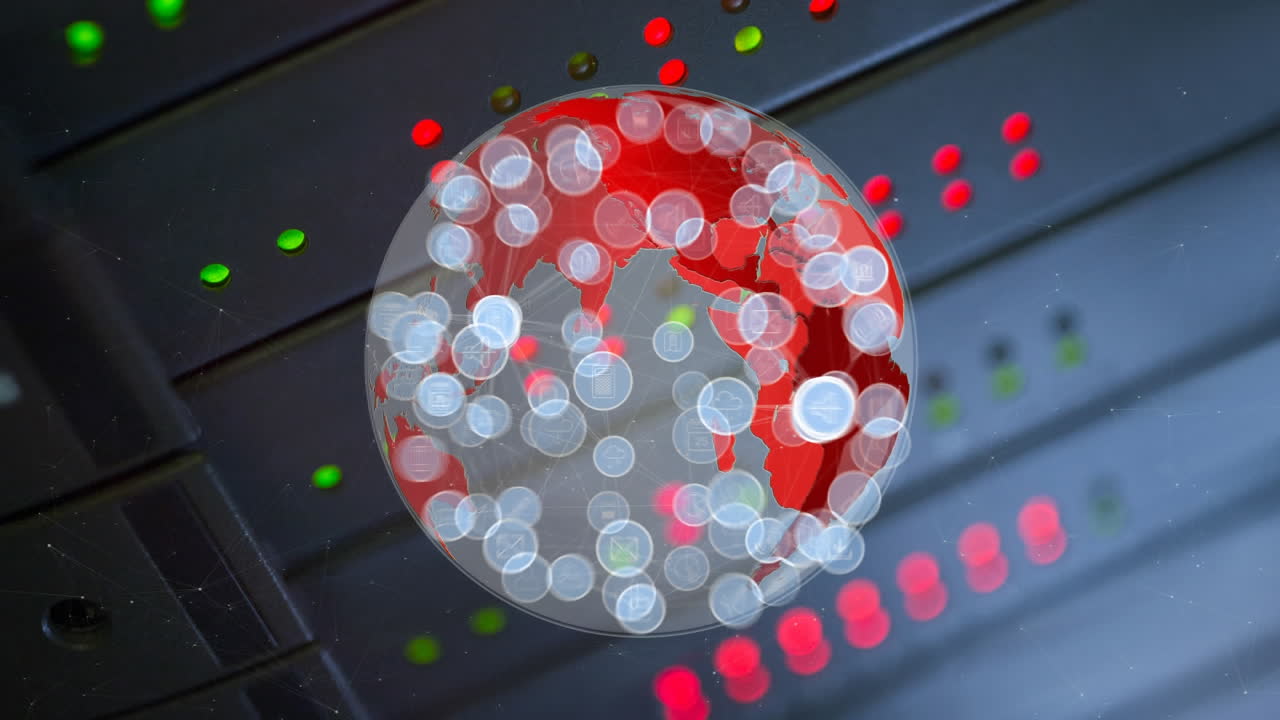 globo rojo con pequeños iconos