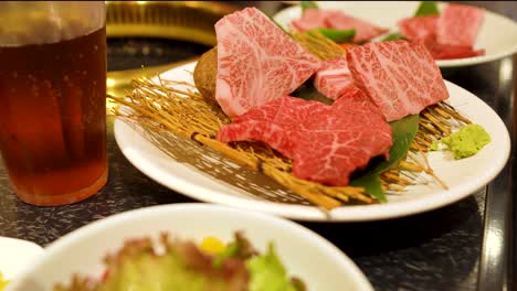 barbecue first class kobe wagyu beef in restaurant, nagoya japan