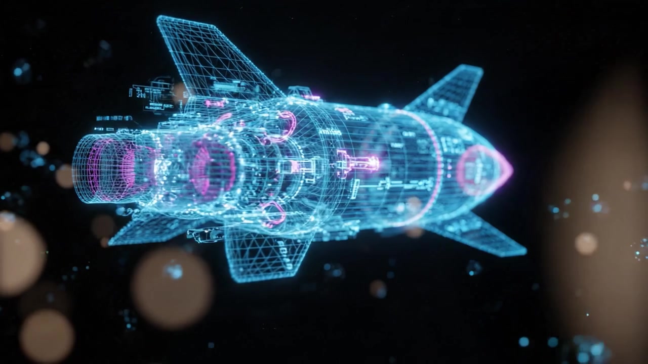 Futuristic Rocket Visualization: A Stunning 3D Digital Render Showcasing Advanced Technology and Intricate Designs of a Spacecraft in Motion Through the Cosmos