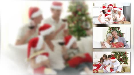 familia caucásica celebrando la navidad juntos