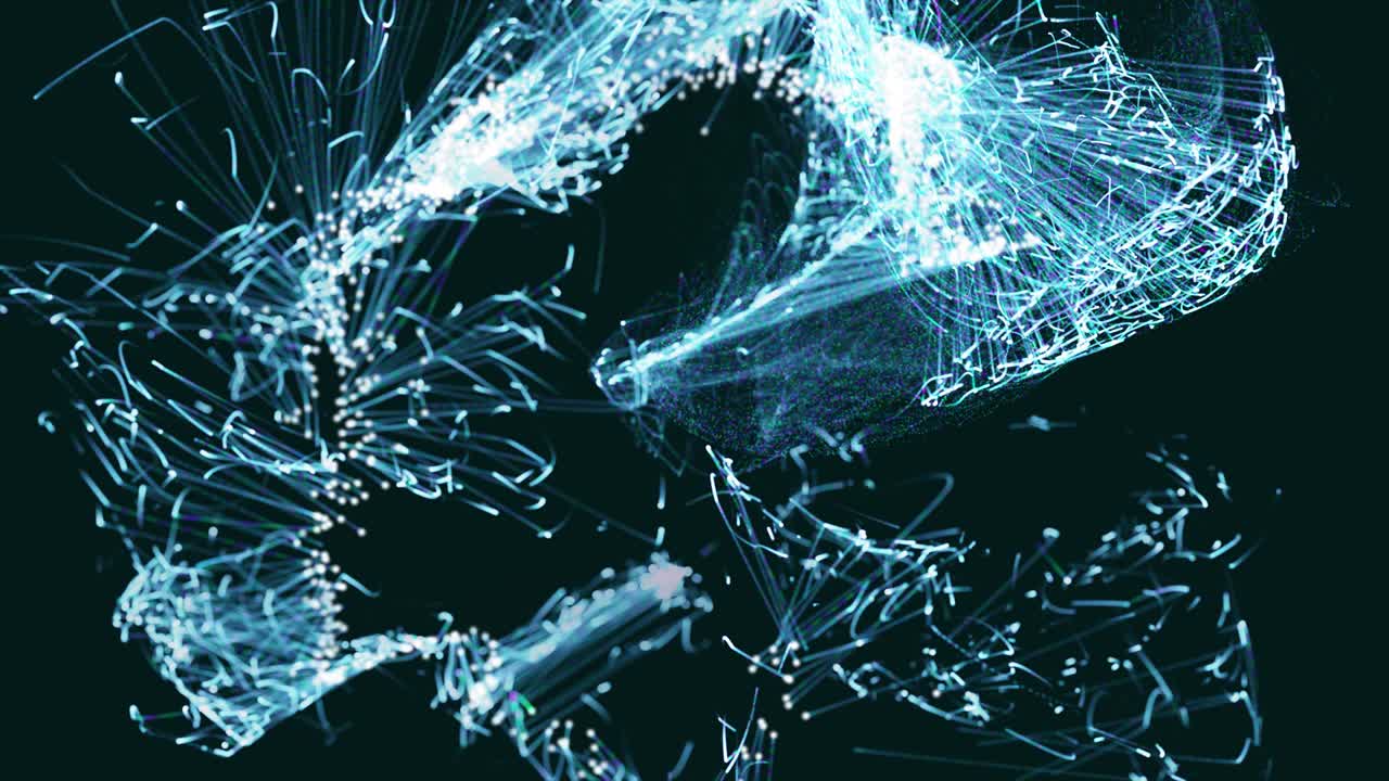 무질서한 입자가 파동하는 추상적인 원활한 루프 애니메이션