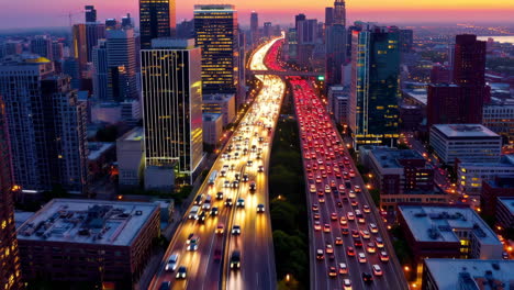 night traffic on an illuminated city highway