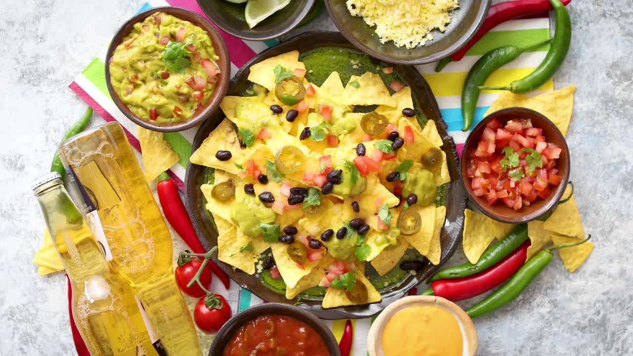 nachos picantes de maíz mexicano servidos con queso derretido