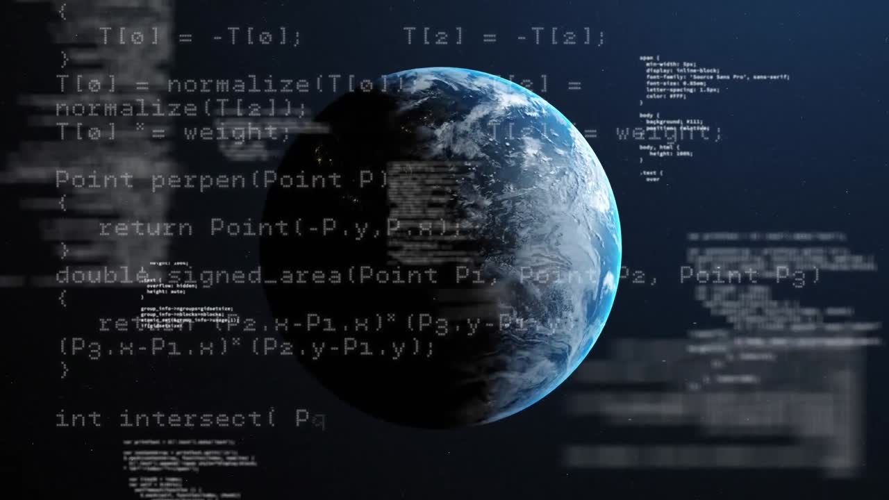 animación del procesamiento de datos por computadora en todo el mundo