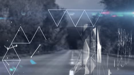 Animation-of-diverse-shapes-over-blurred-road