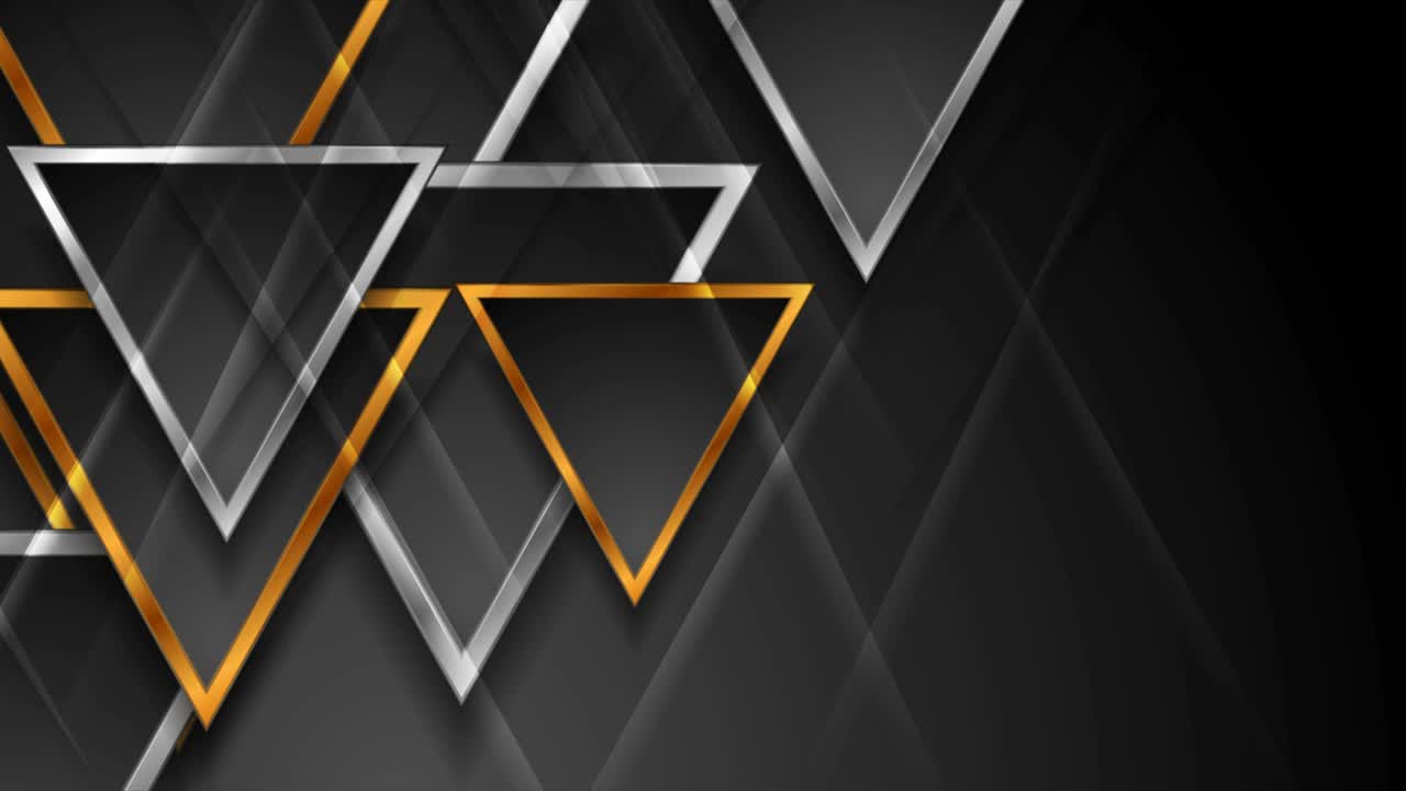 triángulos brillantes dorados y plateados tecnología abstracta fondo de movimiento