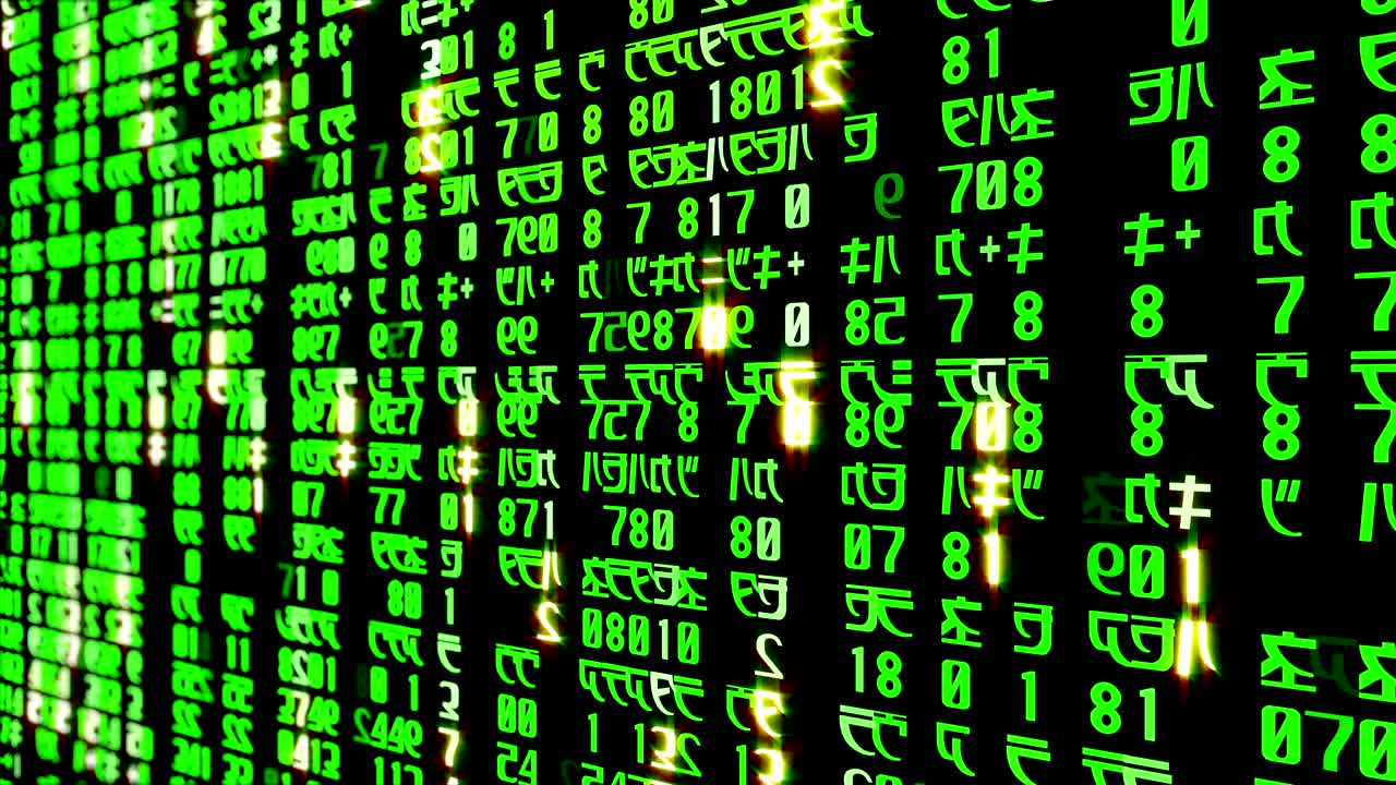 The abstract matrix code is moved in the virtual space. Loopable