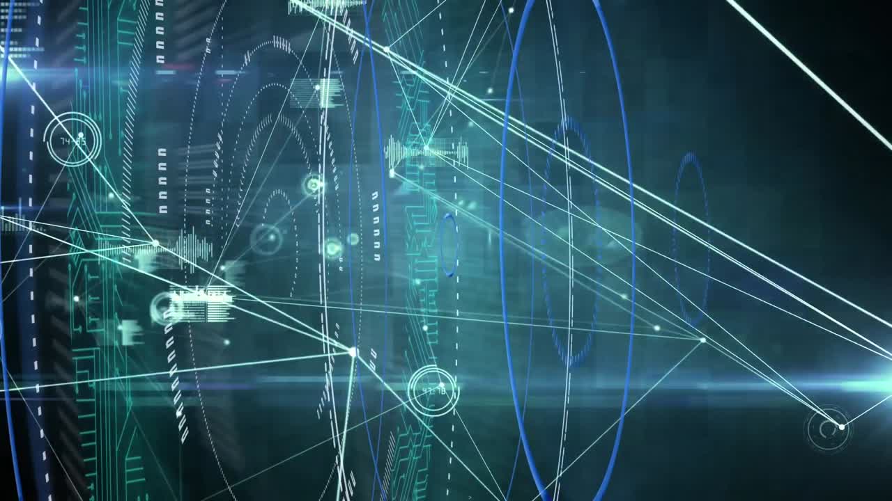 Animation of diverse data processing on dark blue background