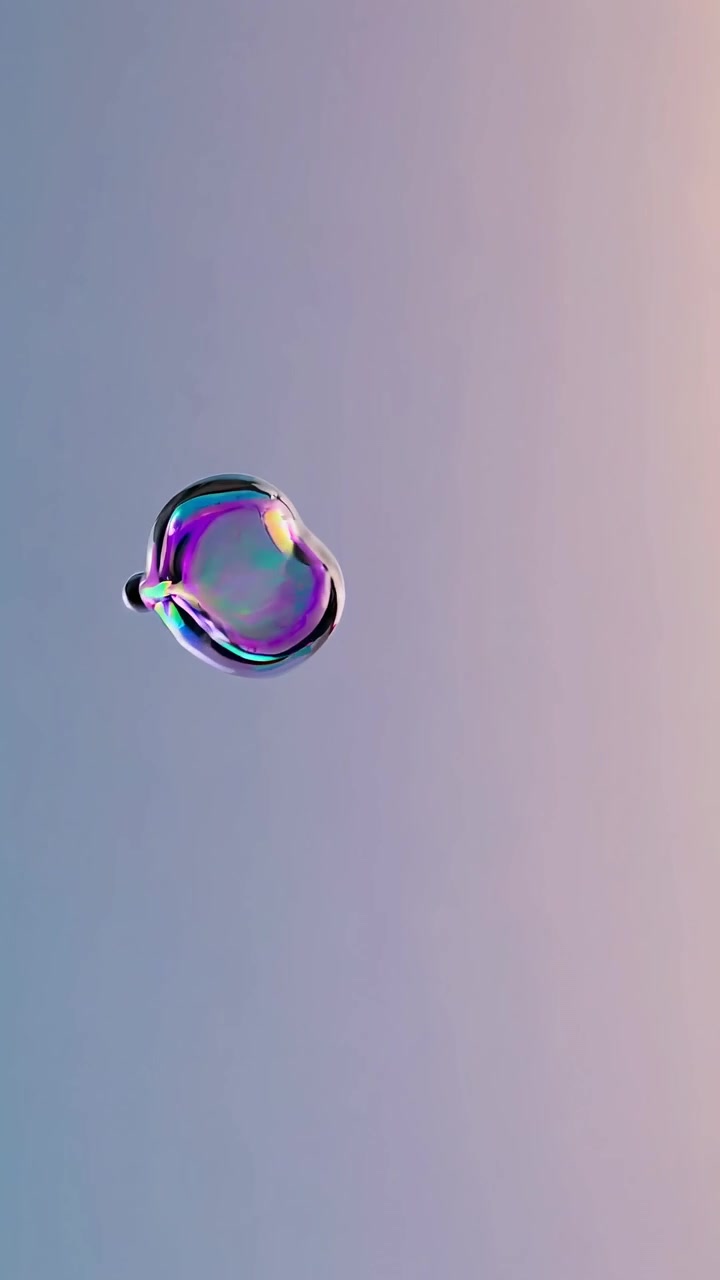 Iridescent Soap Bubble Floating Against a Soft Gradient Background