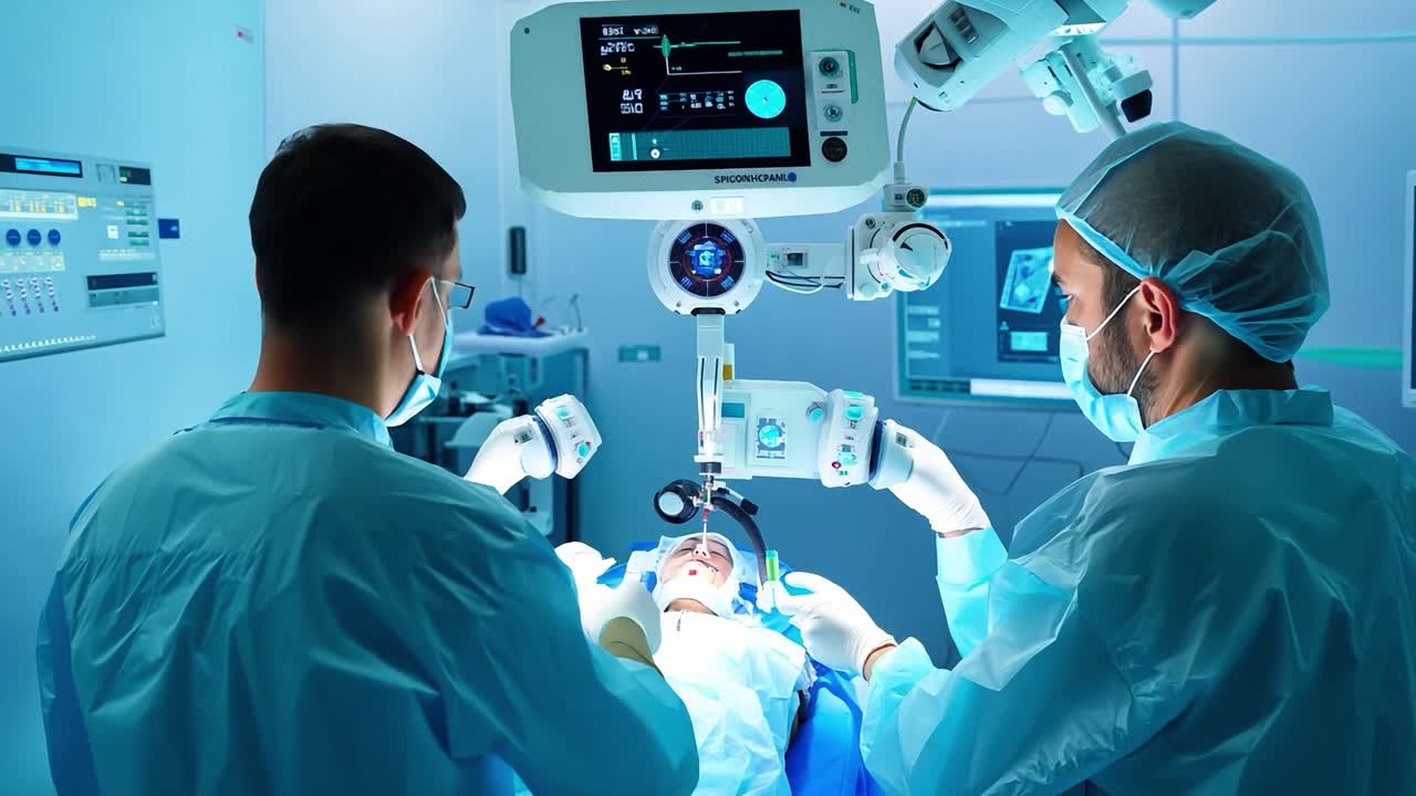 수술실에서 의학적 절차를 수행하는 외과 의사