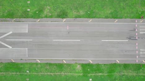 flying sideways over airport runway