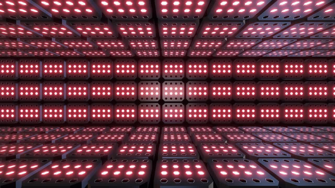 Abstract Futuristic Room with Red LED Lights