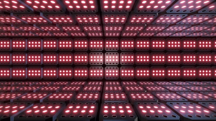 Abstract Futuristic Room with Red LED Lights