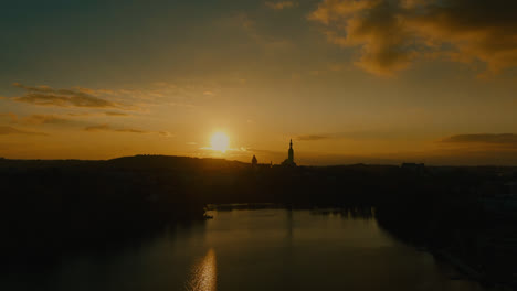 fly over lake tabor czech autumn cold morning sunshine