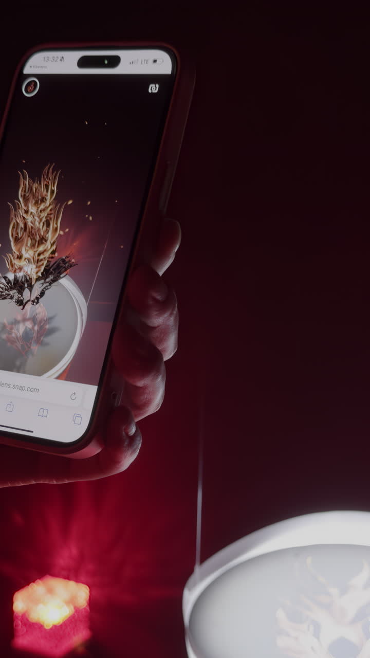 Augmented Reality Image of a Digital Art Plant on a Phone