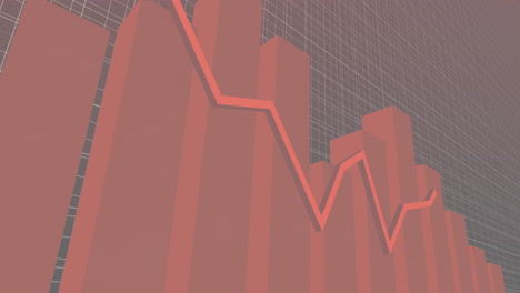 diagrama de barras decreciente y animación de gráficos de líneas sobre el fondo de la cuadrícula