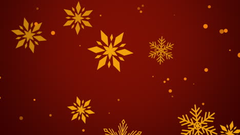 fondo rojo festivo con copos de nieve dorados cayendo