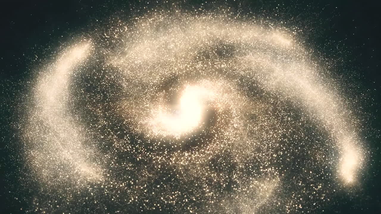 Spiral Galaxy with Golden Particles