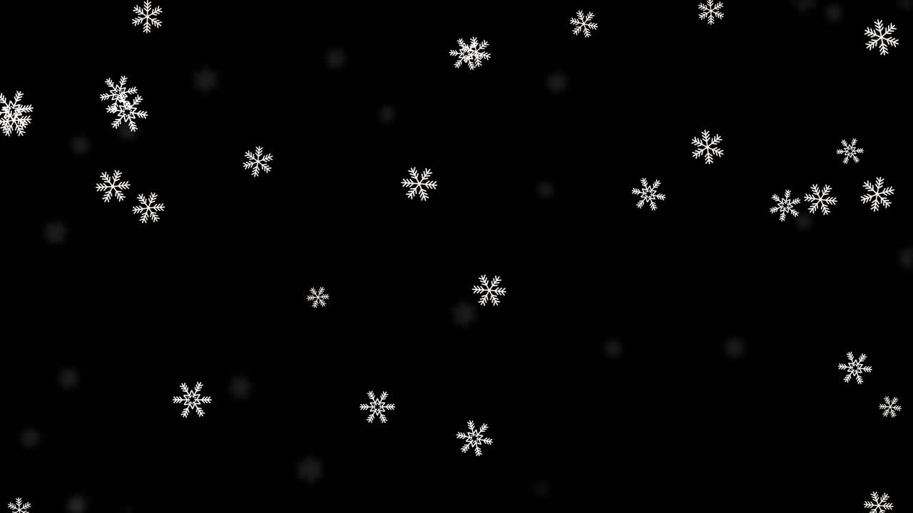 Falling Snowflakes on Black Background