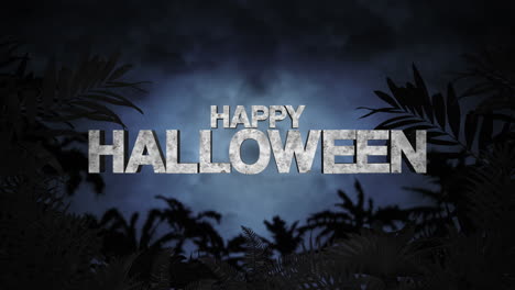 tropical horror: happy halloween amidst palms in a moonlit jungle