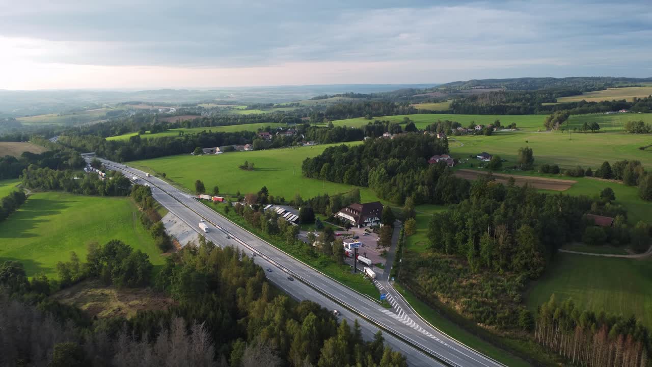 Aerial Drone View Of Famous Highway Or Expressway D1 In Czech Republic