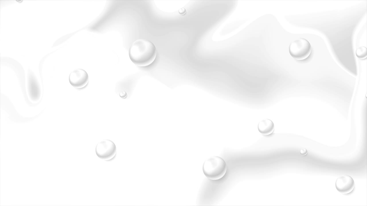 흐르는 액체 파동과 반이는 구슬을 가진 개념 비디오 애니메이션