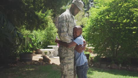 father and son hugging each other