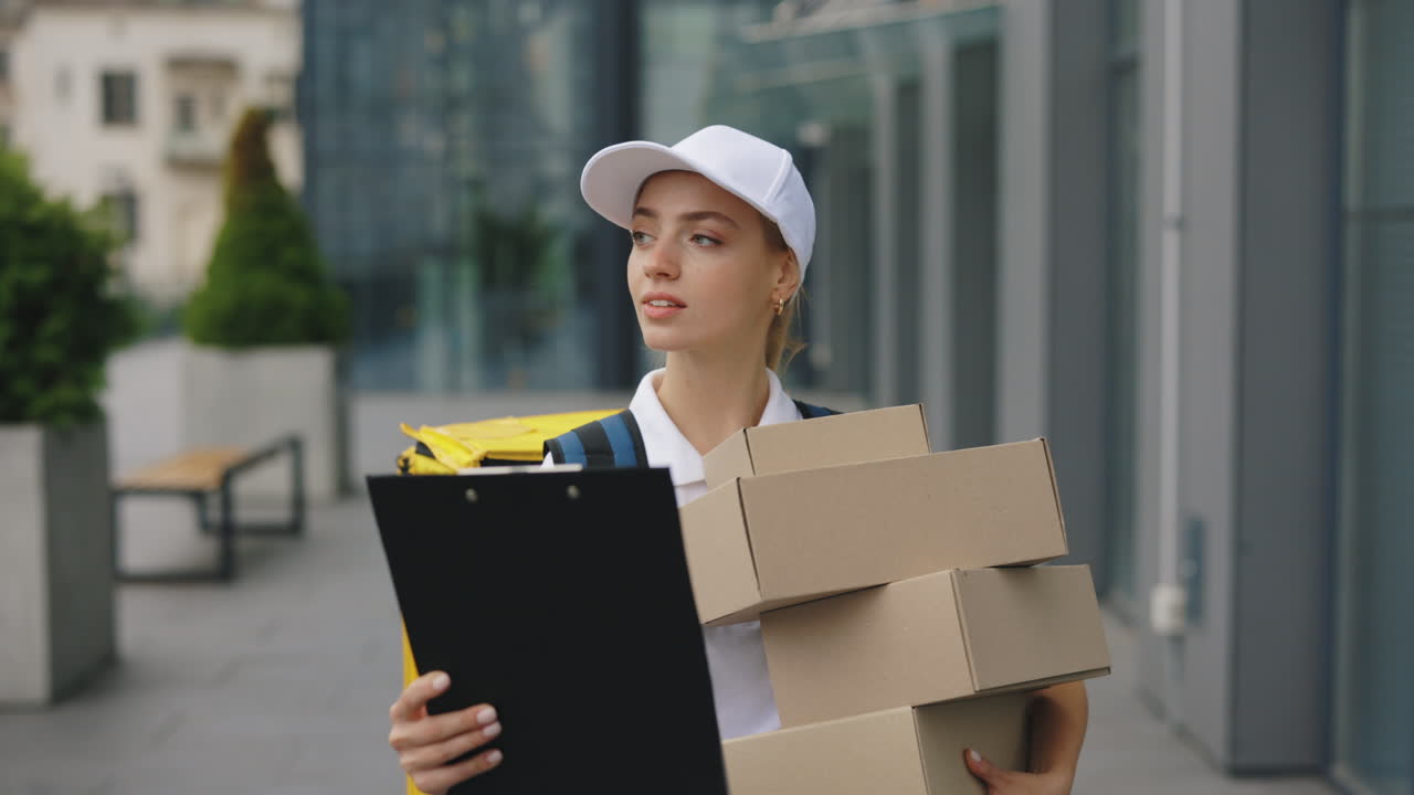 persona de entrega con los paquetes