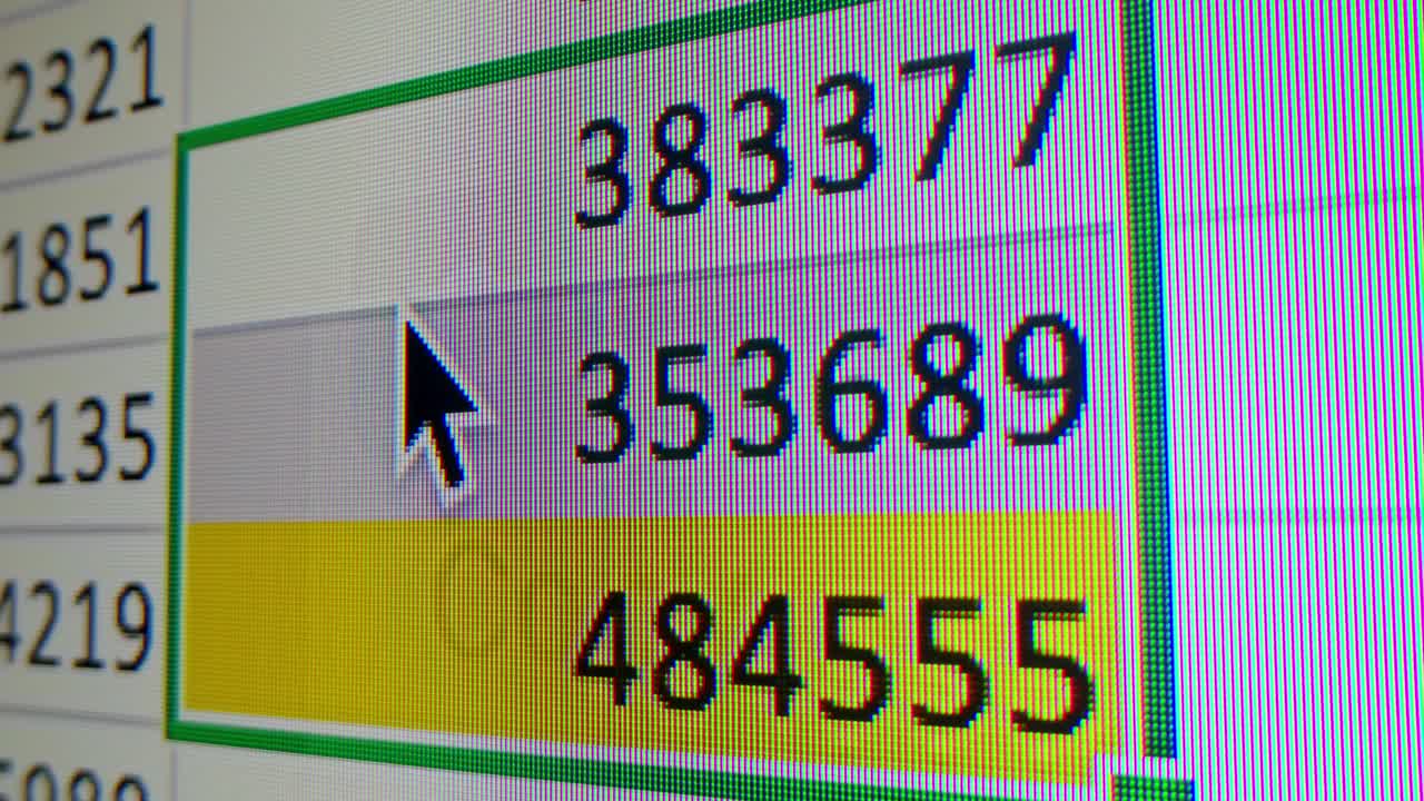 Spreadsheet Software with Data and Mouse Cursor