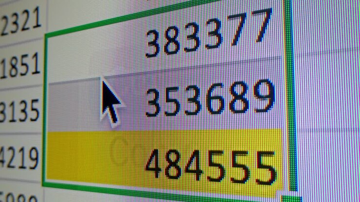 Spreadsheet Software with Data and Mouse Cursor