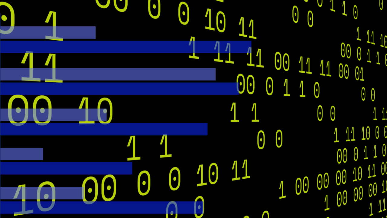 Animation of graphs and looping binary codes over black background