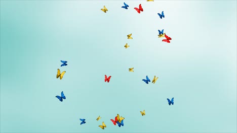 glowing swarm of colorful butterflies flying over green screen background transition overlay intro