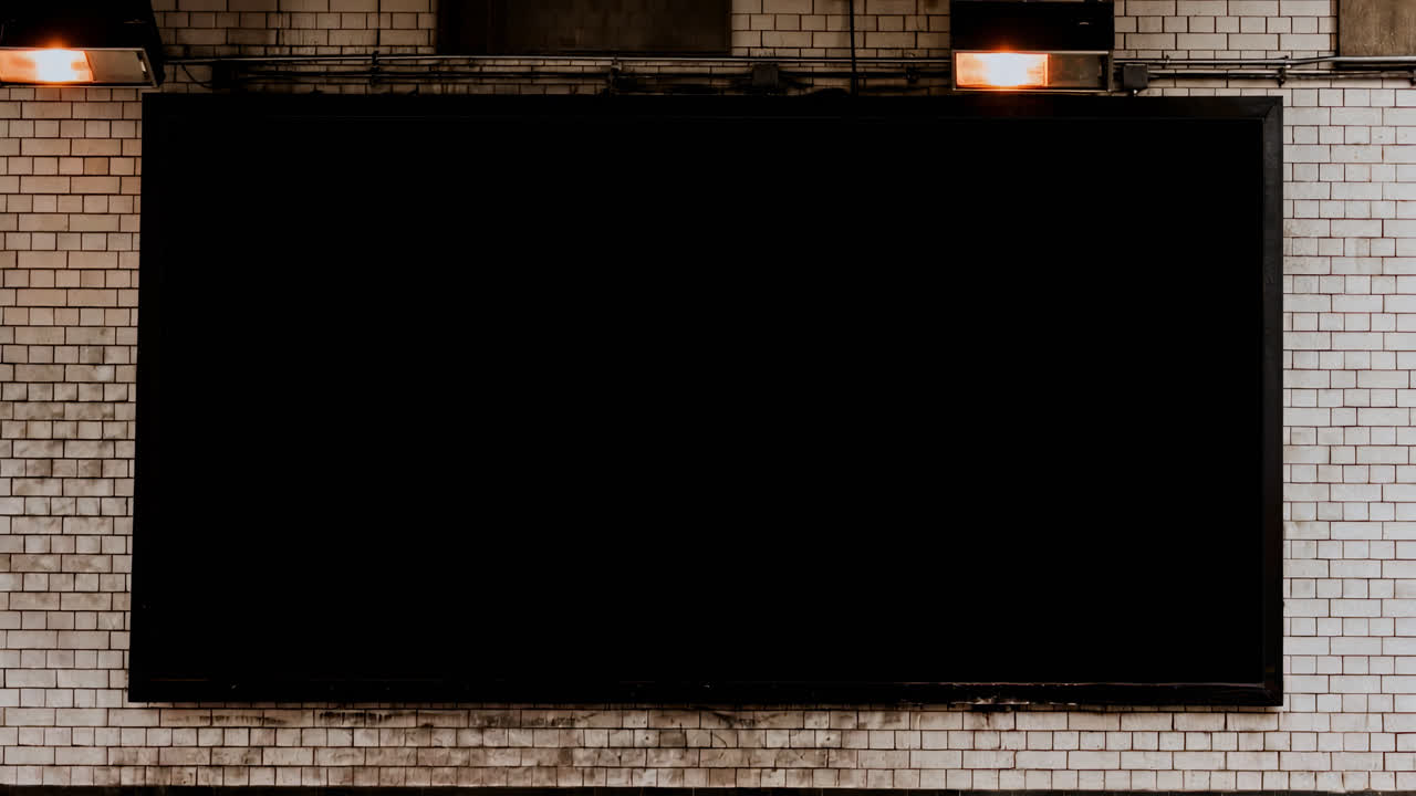 Digital billboard on exterior wall live mockup, animated overlay, transparent 4K video, alpha