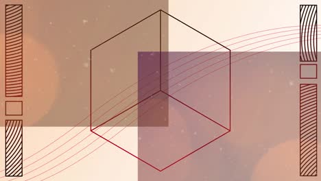 animación de formas geométricas sobre puntos que caen sobre un fondo geométrico