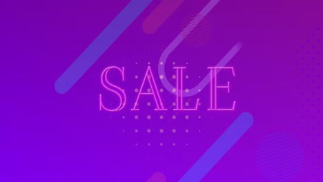 Animation-of-sale-text-and-neon-lines-moving-over-purple-background