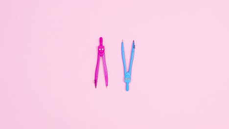 back to school accessories creative move and changing on pastel pink theme. stop motion