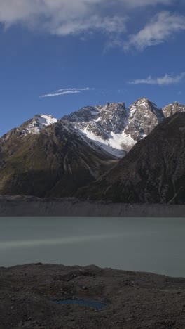 the nun's veil, southern alps in new zealand's aoraki or mount cook national park - vertical shot