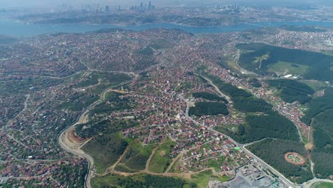 vista aérea de estambul con el bósforo en la distancia, oe01