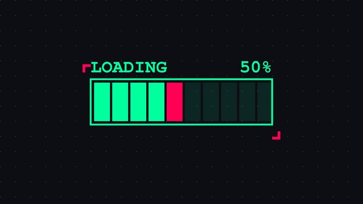 Digital Loading Progress Bar Animation on Dark Background