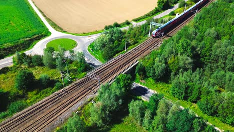 suburban passenger train drone flight 4k