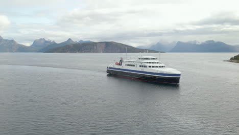 ferry service from bognes to lodingen in nordland, norway. - aerial