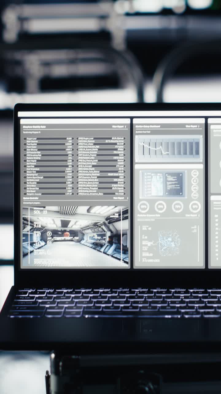 Vertical video Unhappy cosmonaut sighs, having mental health affected by prolonged solitude
