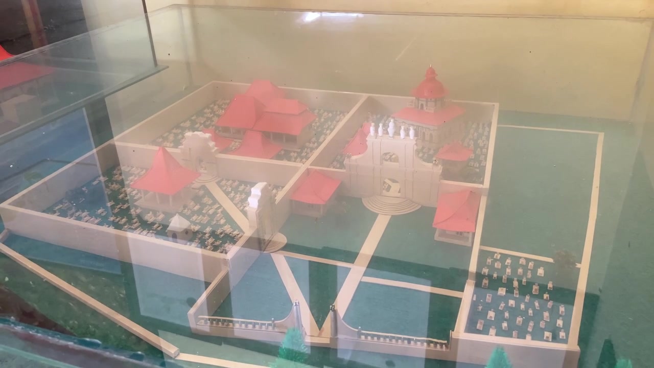 Detailed Miniature Architectural Model of a Historical Building Complex